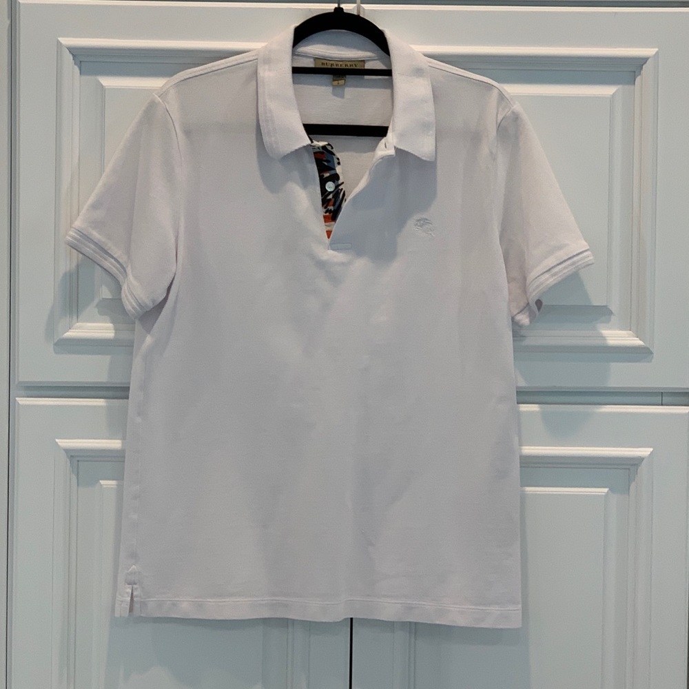 100% authentic! White Burberry polo shirt